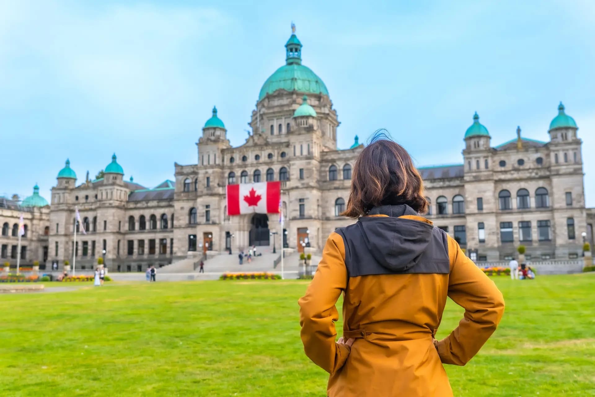 Tourist admiring the Parliament buildings in Canada